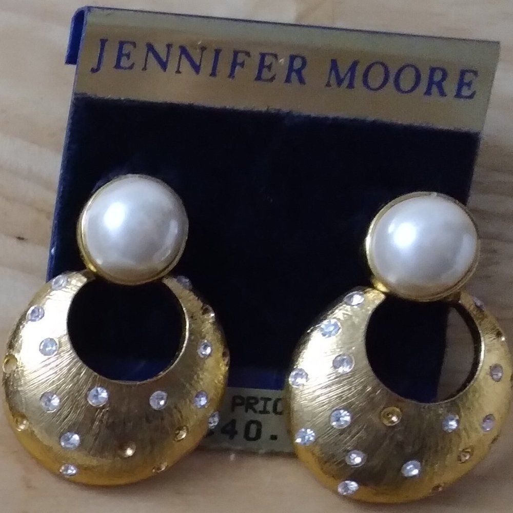 NWT Vintage 90s Jennifer Moore Gold Tone Earrings